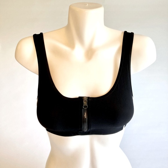 Lululemon Black Zipper Sports Bra Top size M - Picture 1 of 11